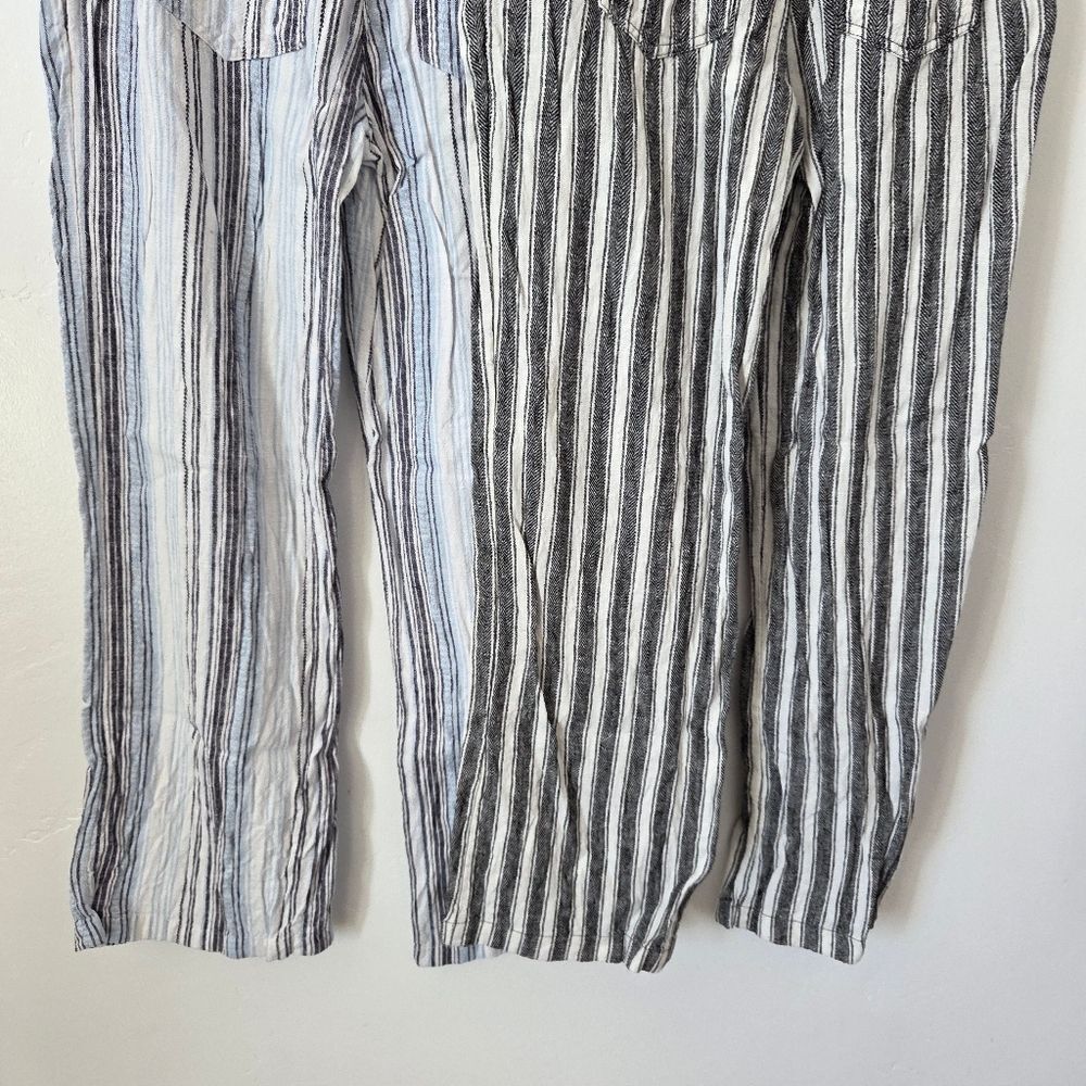 Belle Du Jour Linen Stripe Beach Pants Bundle Of Two Vacation Lightweight Small - Picture 13 of 14